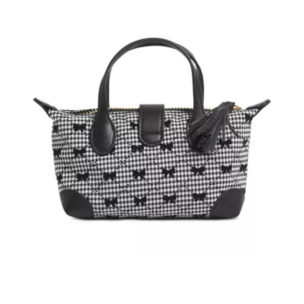 Stoney clover lane pouchette crossbody bag Black & White Houndstooth Bow Accent
